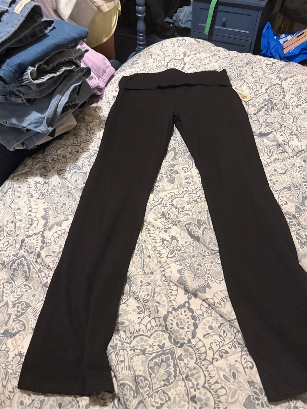 No Boundaries Black Wide-Leg Fold-Over Waist Pants